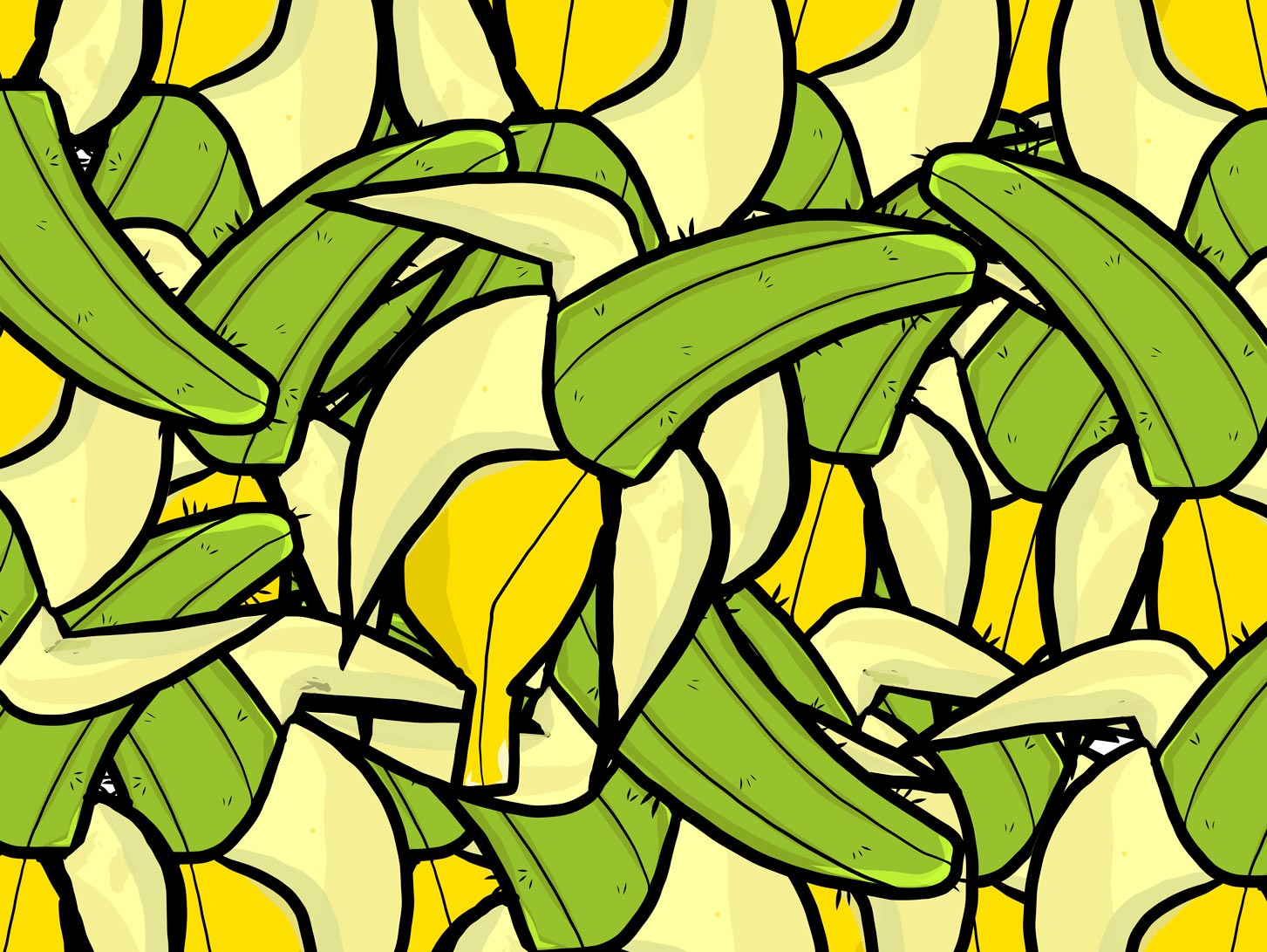 Green inside banana - Juna Lawrence - Brainoon - Friendmade.fm - digital artwork - food design in pop art style