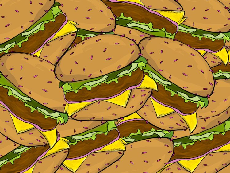 Brainoon Burger - Juna Lawrence - Brainoon - Friendmade.fm - digitale food art illustration - pop art inspiriert