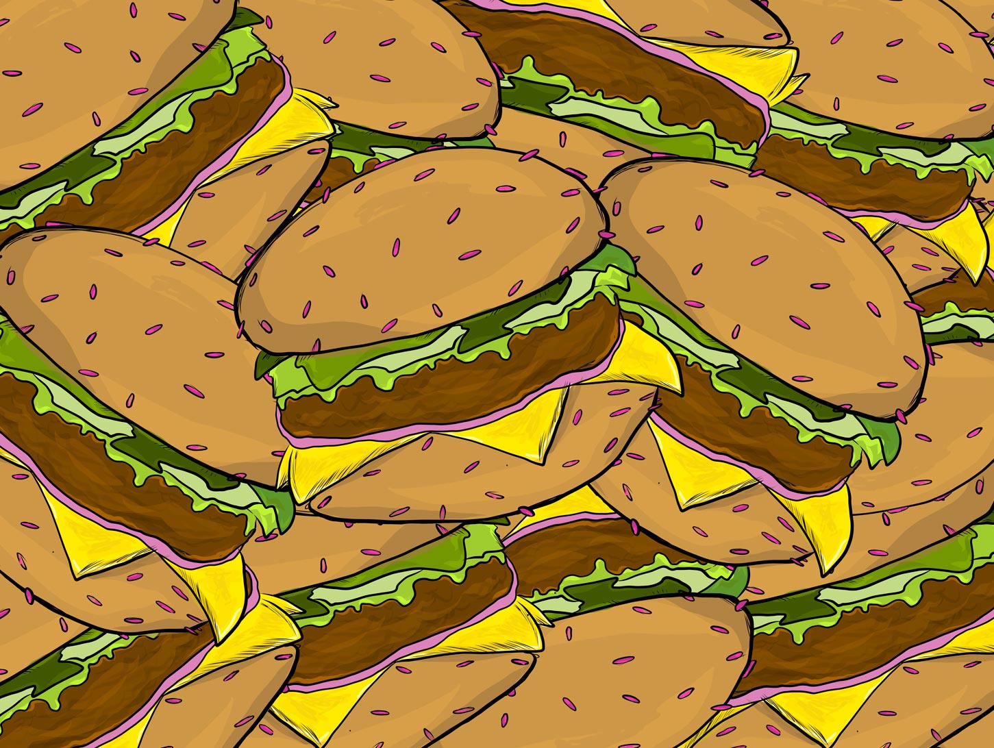 Brainoon Burger - Juna Lawrence - Brainoon - Friendmade.fm - digital food art illustration - pop art inspired