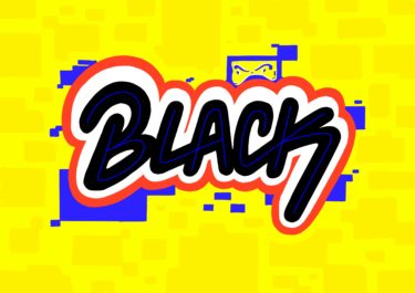 black - lettering artwork with a vibrant yellow background